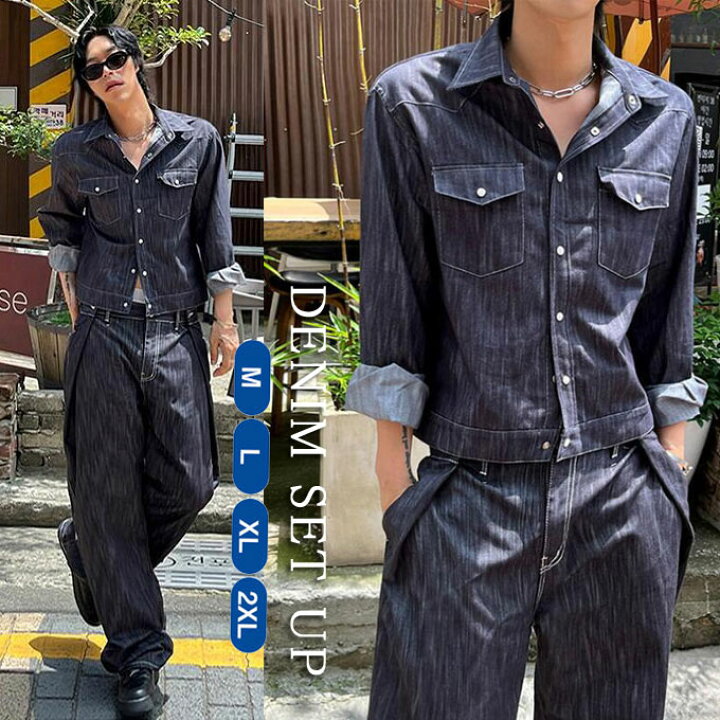 楽天市場】デニムセットアップ メンズ 上下セット Gジャン ウォッシュ  