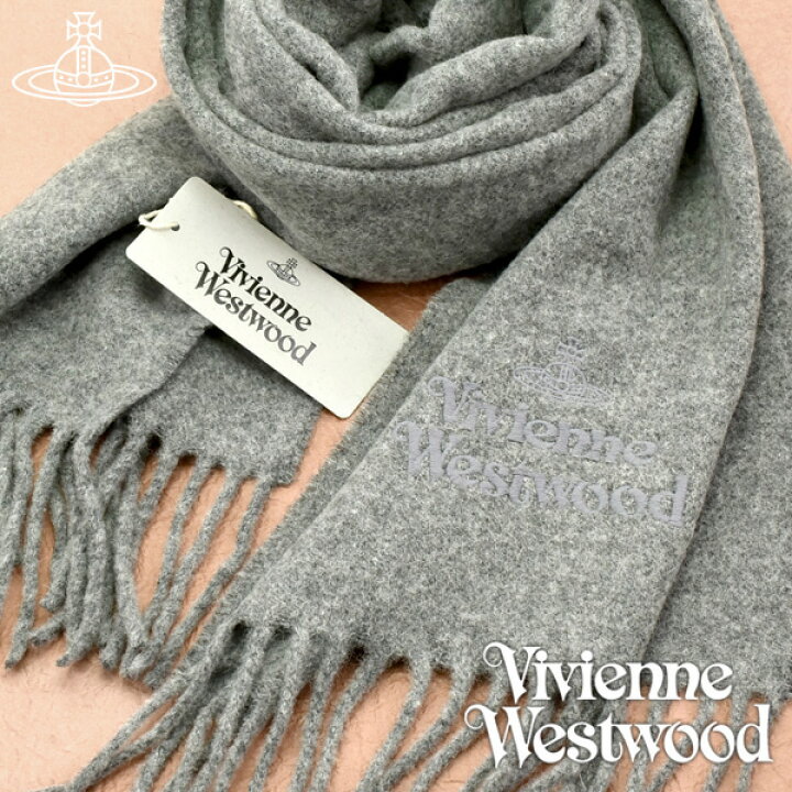 楽天市場 Vivienne Westwood ヴィヴィアンウエストウッド ヴィヴィアン マフラー レディース ロゴ入り ストール 無地 グレー 1more ワンモア