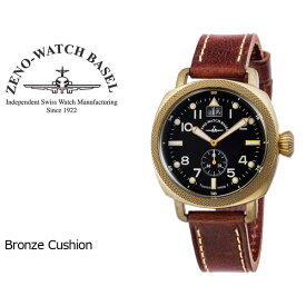 【10%OFFクーポン 6/1 0:00～6/2 9:59】【ZENO WATCH】ゼノウォッチ ブロンズ Bronze Cushion クォーツ メンズ 腕時計 ブラック ブラウン ZN101-BK-BR