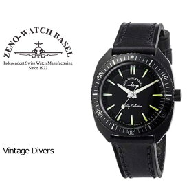 【10%OFFクーポン 6/5 0:00～6/11 1:59】【ZENO WATCH】ゼノウォッチ ダイバーズ Vintage divers クォーツ メンズ 腕時計 ブラック ZN102-BB-LBK