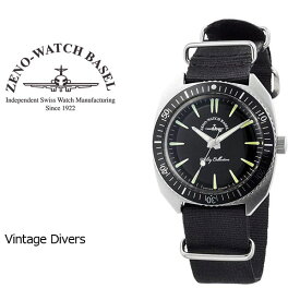 【10%OFFクーポン 6/1 0:00～6/2 9:59】【ZENO WATCH】ゼノウォッチ ダイバーズ Vintage divers クォーツ メンズ 腕時計 ブラック ZN102-SB-NBK