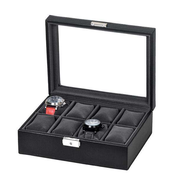 エスプリマ社 Es'prima 合成皮革　8本用時計ケース ウォッチケース 腕時計収納ケース コレクションボックス  SE83521BK　ブラック