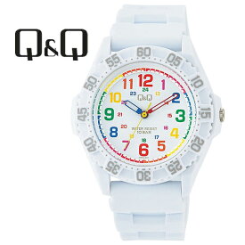 【ネコポス送料無料】【レビューを書いて1年保証】【CITIZEN Q&Q】シチズン キューアンドキュー QQ クオーツ ユニセックス 腕時計 ホワイト×マルチカラー VR78-001