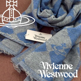 【送料無料】Vivienne Westwood ヴィヴィアンウエストウッド ヴィヴィアン ストール レディース ハーリキンチェック柄 ライトブルー グレー VV-K208-BLGR