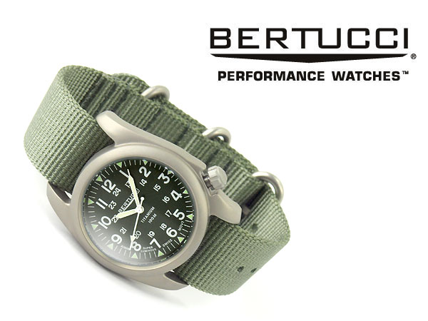 【正規品】BERTUCCI ベルトゥッチ クォーツ メンズ腕時計 チタニウムケース ディフェンダー ドラブ グリーン ナイロンベルト  BE-12030【送料無料】【ネコポス不可】 | 1MORE（ワンモア）
