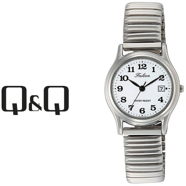 シチズン CITIZEN QQ キューキュー Falcon ファルコン レディース 腕時計 ホワイト × シルバー D015-204