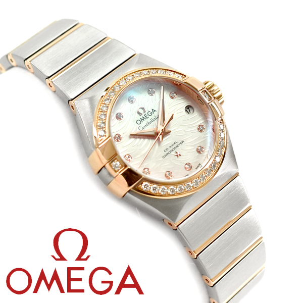 メーカー包装済 Omega オメガ コンステレーション 自動巻きクロノメーター レディース腕時計 27mm ホワイトダイアル シルバー ピンクゴールド ステンレスベルト 123 25 27 55 006
