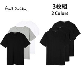 【10%OFFクーポン 6/1 0:00～6/2 9:59】ポールスミス クルーネック Tシャツ メンズ 3枚セット ワンポイント カットソー ルームウェア 部屋着 ホワイト ブラック グレー Paul Smith 正規品
