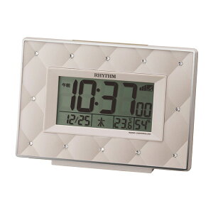 リズム RHYTHM 電波目覚まし時計 フィットウェーブアビスコ 8RZ167SR38 ベージュ