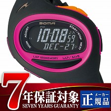 【SOMA】ソーマスポーツ腕時計 RunONE ランワン 100SL MEDIUM ミディアム ブラック×ピンク NS09008