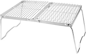 クッカースタンド グリルスタンド 五徳テーブル アウトドア キャンプ ステンレス ポータブル ガスストーブ 焚き火スタンド 折りたたみ式 収納バッグ付き