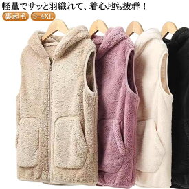 暖かい ブルゾン 防寒着 ジレ ベスト フリースベスト フリース もこもこ 秋冬 ベスト 裏起毛 ボアベスト フード付き レディース