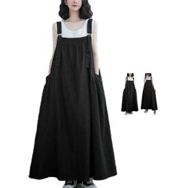 ゆっ 重ね着 デニム 冬 半袖 サロペット 体型カバー ロング ロングワンピース キャミワンピース サロペットスカート ワンピース