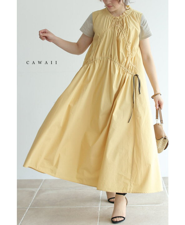 楽天市場 M 2l対応 Cawaii リボンくしゅっと自由自在aラインワンピース Cawaii