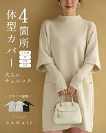 【再入荷♪9/10 20時】（M~L/2L~3L対応）4箇所体型カバー 大人のニットチュニック／レディース きれいめ …