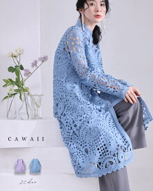 【再入荷♪2/1 20時】（S~M/L~2L/2L~3L/対応）切り絵レースのミディアムワンピース（リボンベルト付き）　ワンピース 大人可愛い きれいめ 長袖 シャツワンピース 春 40代 50代 60代 チュニック 上品