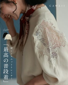 （S~3L対応）「最高の普段着」肩レースニット トレーナー