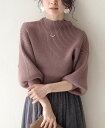 S~L/2L〜3L対応(ブラウン)「FRENCH PAVE」■■袖ポワンとオフネックのニットトップス (メール便不可)