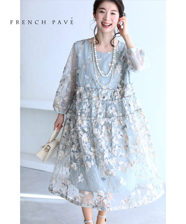 楽天市場 再入荷 1 26 12時 時 M対応 艶めき輝くゴージャスな花刺繍のベールミニワンピース Cawaii