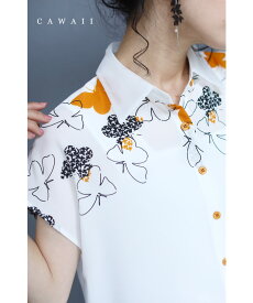 (6/30～7/15前後の出荷予定)【予約♪6/25 12時】（S~L対応）ふわり舞う花蝶々のシアー襟ブラウストップス