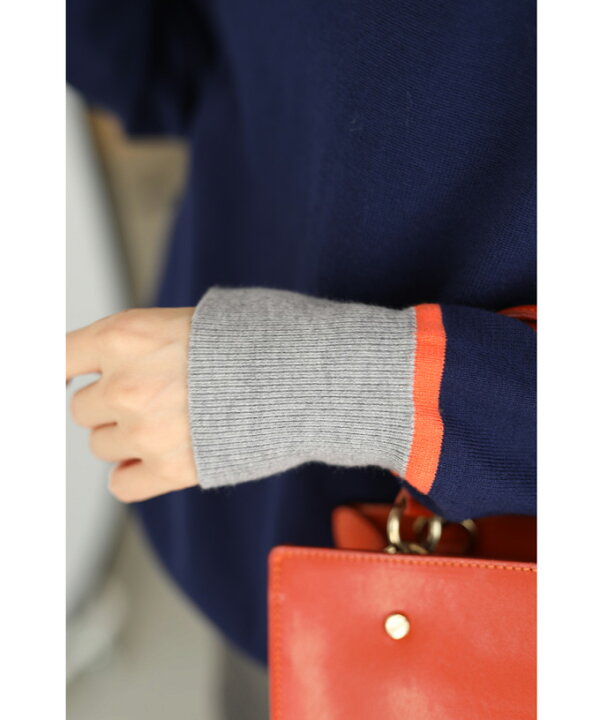 楽天市場 S 2l対応 紺 引き立て合うオレンジとネイビーのカラーニットトップス Cawaii 楽天市場 S 2l対応 紺 引き立て合うオレンジとネイビーのカラーニットトップス Cawaii