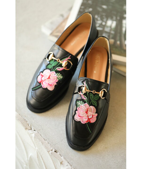 楽天市場】【再入荷♪10/27 20時】（36/38/39対応）（黒）花刺繍 