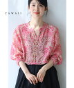 【再入荷♪7/5 20時】（S~3L対応）柔らかく涼しいピンクのダマスク柄ブラウストップス
