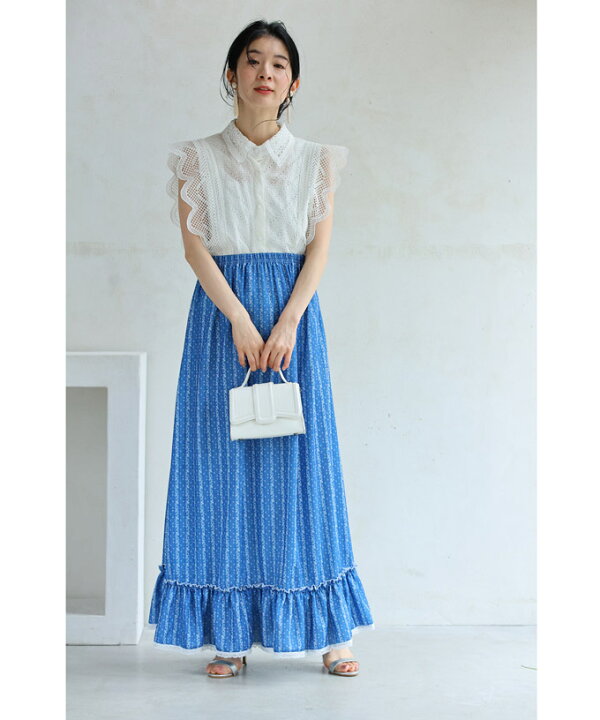 楽天市場】【再入荷♪3/14 20時】（M~3L対応）裾フリルのレース柄 
