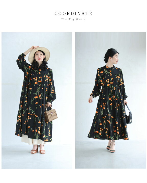 楽天市場】【再入荷♪4/4 20時】（S~2L対応）（黒）夕陽色に染まる花柄 