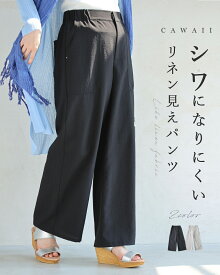 （S~M対応）シワになりにくい。快適リネン見えパンツ