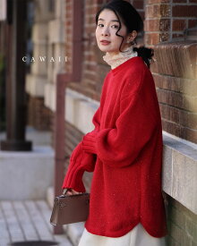 （S~3L対応）動くたびキラキラ瞬くスパンコールニットチュニック