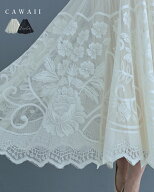 【再入荷♪8/9 20時】（S~2L対応）プリーツに重ねた揺らめく透かしレースロングスカート