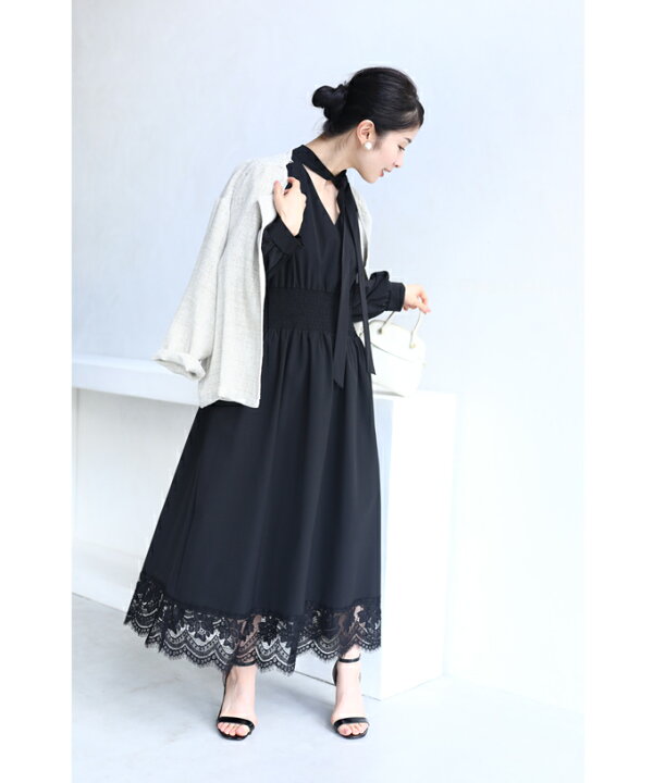 楽天市場】【再入荷♪2/1 20時】（S~M対応）（黒）上品なネックリボン 