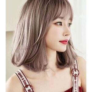 フルウィッグ ミディアム レディース かつら 茶髪 ピンクアッシュ 内巻き 自然 定番色 ショート イメチェン 女性用 婦人用 おしゃれ かわいい お