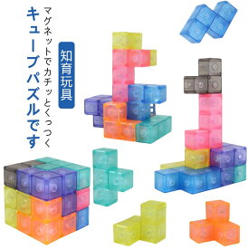 ブロックパズル キューブパズル パズルキューブ 立体 頭脳パズル おもちゃ マグネットキューブ 子供 知育玩具 脳トレ クリア パズル カラフル ギフト プレゼント 誕生日 キッズ 幼児 磁石 お祝い キューブパズル 女の子 3歳 4歳