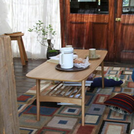 センターテーブル リビングテーブル コーヒーテーブル 棚付 テーブル つくえ 机 オーク材 棚板 収納 アッシュ 天然木 北欧 ナチュラル カフェ シンプル 北欧テイスト 机 角が丸い 木目 低い 高級感 ローテーブル