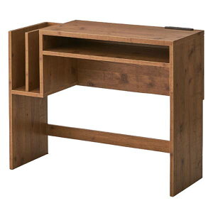 90 デスク コンセント付/マガジンラック付 レトロで古めいた味のある雰囲気の机 パソコンデスクや書斎デスク、ライティングデスクに◎ アンティーク、ビンテージ、男前インテリア、ブル