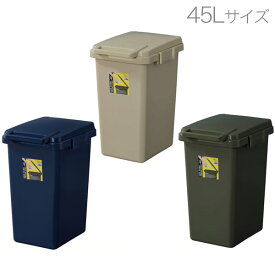 ゴミ箱 45L (BE/NV/GR) 蓋付き 取手付きの開けやすいダストボックス ベージュ、ネイビー、グリーンの3色展開 分別で色を分けても◎ ブルックリン/男前家具/インダストリアル/ミリタリー/オシャレ/キッチン/
