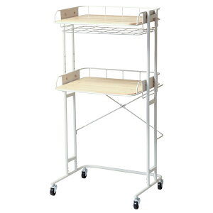 キッチンラック レンジラック ブラック/ホワイト キャスター付 レンジ台 モノトーン/シンプル/モダン/スタイリッシュ/男前/北欧 おしゃれ 幅62cm 奥行46cm 高さ121cm スチール 天然木 高さ調節