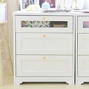 58 チェスト ミドルボード キャビネット 可愛い 3段チェスト ローチェスト コード穴付 2口コンセント付 AVチェスト AVラック 寝室 テレビ台 小型 フレンチ/ホワイト家具/白家具/姫系/フェミニ