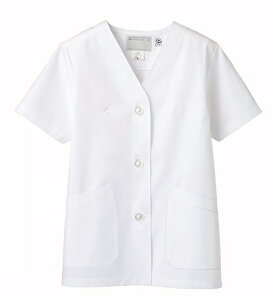 業務用 調理衣 レディース 女性 半袖 白 1-412(エコマーク認定)白衣 ユニフォーム 制服 割烹着 エプロン 料理衣 作業着 診療衣 前掛け 調理 厨房 キッチン 作業衣 料理 コック S M L LL 3L 4L 5L コス