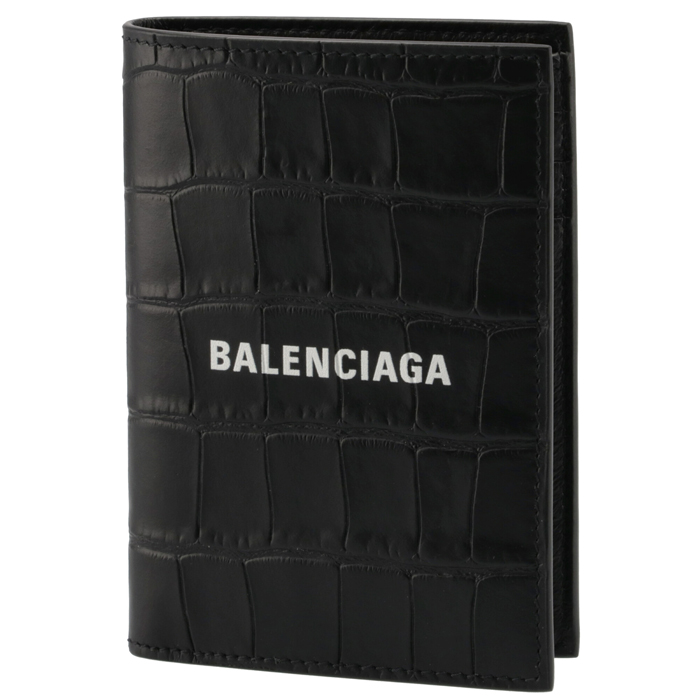 バレンシアガ BALENCIAGA 財布 二つ折り CASH バーティカル ウォレット ミニ財布 クロコ ブラック 655683 1ROP3 1000