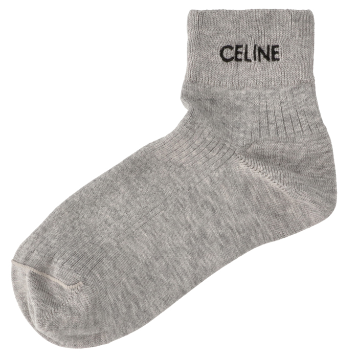 新品未使用 セリーヌ CELINE メンズ ソックス 靴下 ロゴ 刺繍 コットン