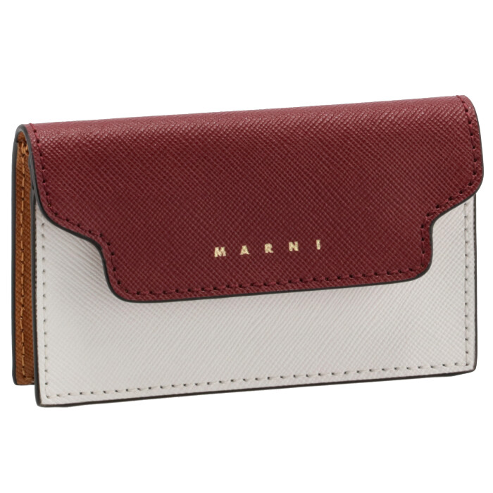 マルニ MARNI カードケース サフィアーノレザー ホワイト×ダークレッド マルチカラー PFMOT05U21 LV520 Z475N クレジットカードケース