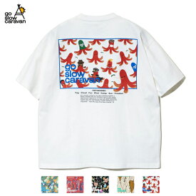 go slow caravan / USA/C スクエアLOGOバックプリントゆったりTEE (321913A) (ゴースローキャラバン) (ユニセックス) (2024春夏) (ネコポス配送)