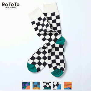 10%OFF�N�[�|���Ώ� / ���g�g ROTOTO | CHECKERBOARD CREW SOCKS | R1495 | 2023�H�~ | �l�R�|�X�Ή�