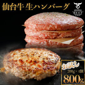 仙台牛入り 生 ハンバーグ 800g（200g×4個） 個別真空 仙台牛 ハンバーグ お試し