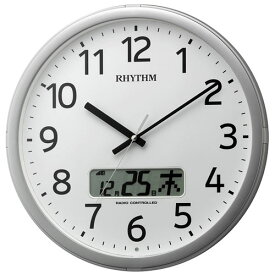 リズム時計 4FNA01SR19(シルバーメタリック/白) プログラムカレンダー01SR 電波掛け時計