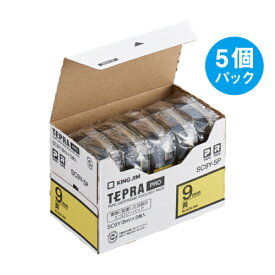 キングジム(KING JIM) テプラPRO(5個入) カラーラベル パステル 黄 黒文字 9mm SC9Y-5P