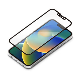 PGA PG-22PGL03FBL iPhone14Plus用 ガイドフレーム付 液晶全面保護ガラス ブルーライト低減光沢